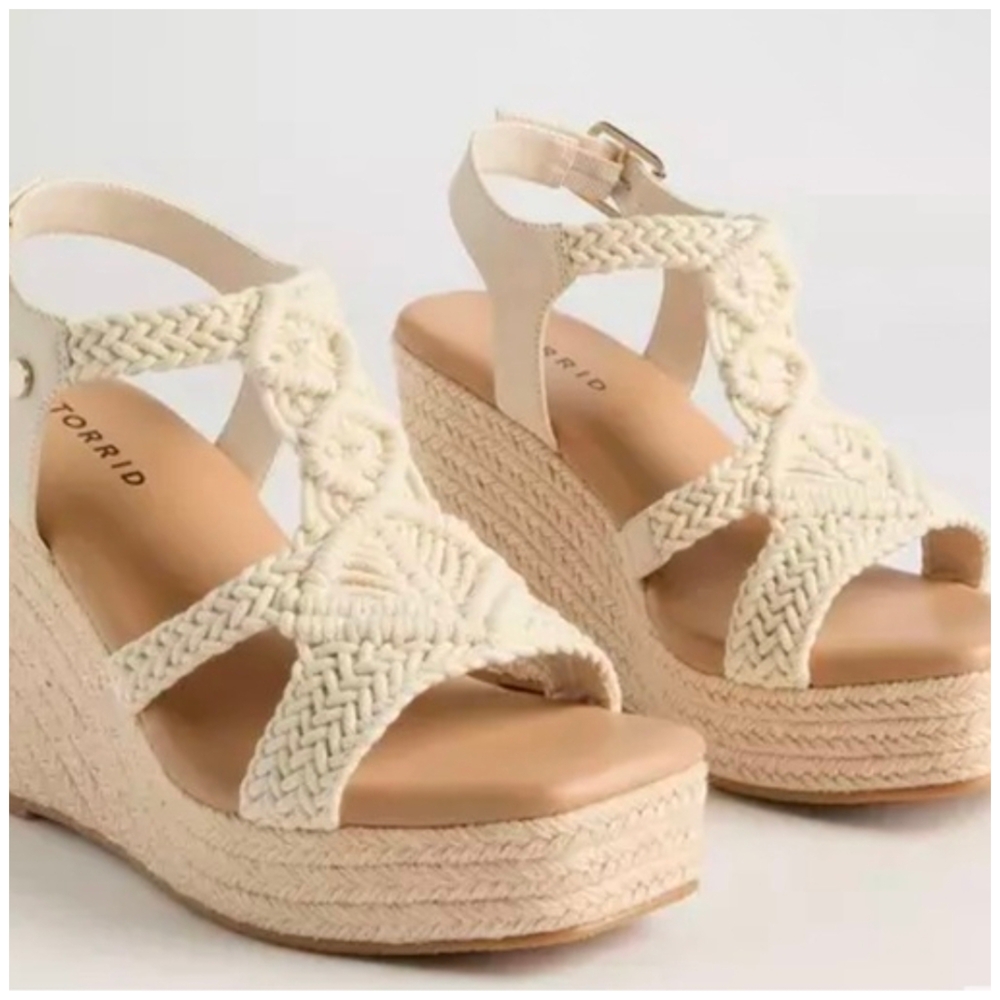 Torrid Cream Braided Espadrille Wedge Sandals - Picture 2 of 8
